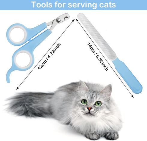5 Pieces Dogs and Cats Grooming Nail Clippers Kit, Professional Trimmers with Protective Guard Lock (Blue)