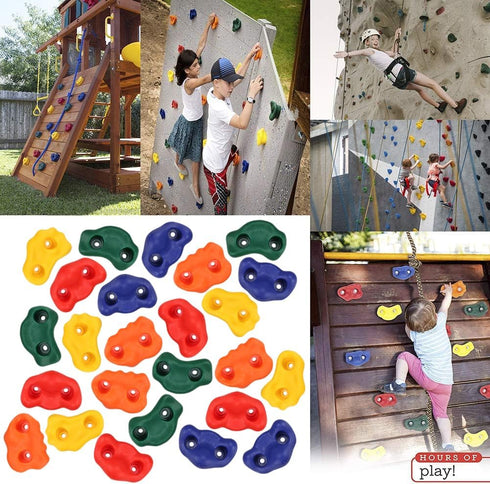 Yaegoo 25pcs Rock Climbing Holds, Includes Climbing Rope, Handles, Mounting Hardware