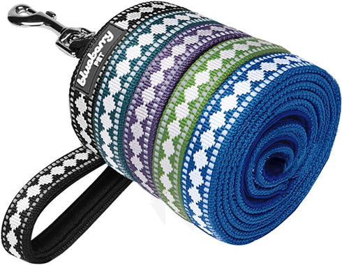 Blueberry Pet 5 ft x 5/8" Palace Blue Jacquard Dog Leash with Soft & Comfortable Handle, Small, Reflective