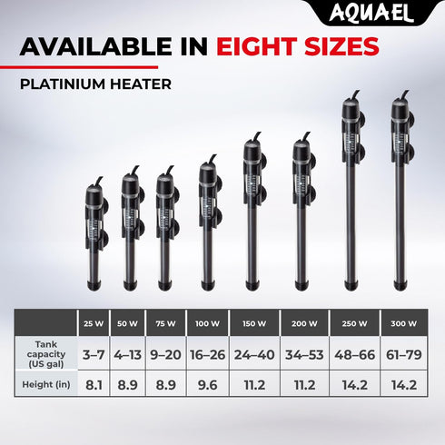 Aquael Platinium Aquarium Heater - 250 Watt for Freshwater & Saltwater Aquariums (48-66 Gallons)