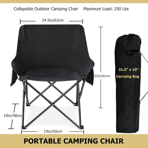 Leonyo Folding Camping Chairs, Portable Outdoor Lawn Chairs for Adults with Carrying Bag for Outside Fishing, Hiking