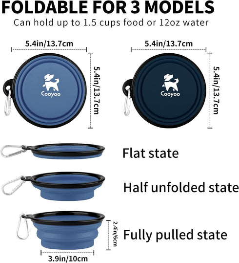 COOYOO Collapsible Dog Bowl, 2 Pack Portable Water Bowls for Cats Dogs, Feeding Dish for Walking Traveling with 2