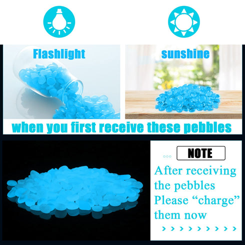 900pcs Glow in The Dark Rocks, Small Luminous Pebbles for Indoor/Outdoor Garden and Fish Tank