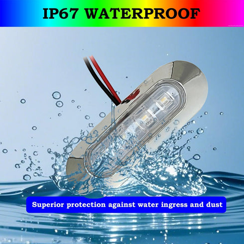 3.8 12V (4Pcs) Marine Boat Interior Lights, Waterproof RGBW Boat Deck Courtesy Light, Stern Anchor Navigation Lamp
