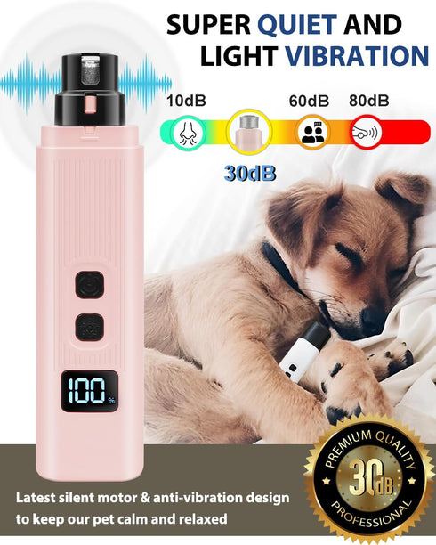 2 2 Electric Dog Nail Grinder with Level LED Lights, Speed Super Quiet and Low Vibration Electric Cat Nail Grinder