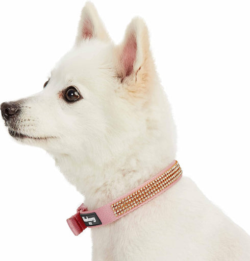 Blueberry Pet Sparkling Rhinestone Adjustable Dog Collar, Baby Pink, Neck 9-12.5", for Small Breed Dogs