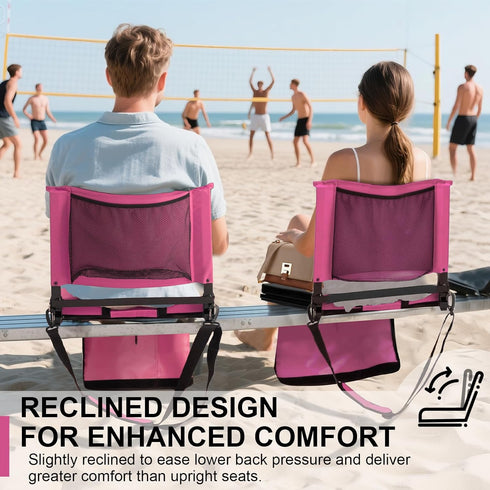 FZGhome 3 Stadium Seats with Back Support for Bleachers, Folding Bleacher Seat Bleacher Chairs with Back and Cushion