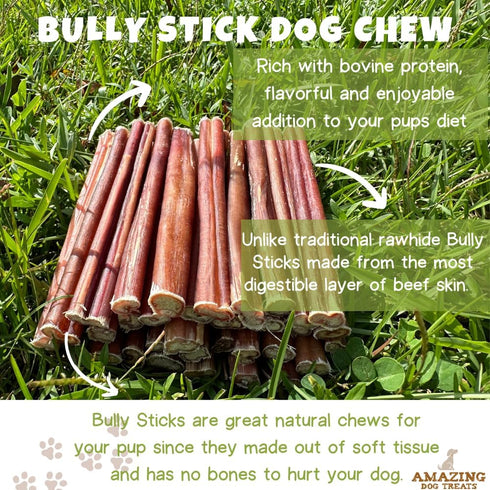 Amazing Dog Treats - Medium Size Bully Sticks (15 Pcs/Pack) for Small to Medium Dogs
