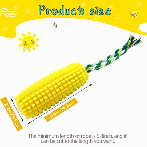 Sumind Dog Tough Corn Toys for Aggressive Chewers, Indestructible Squeaky Toothbrush Interactive Toys for Small Medium