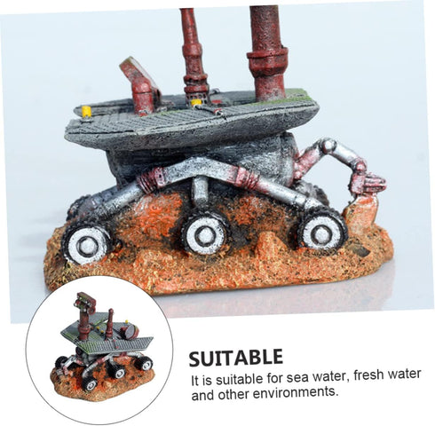 1pc Mars Rover Ornament for Home Car Trim, Glass Ornaments Fish Tank Shelter Mini House Figurine