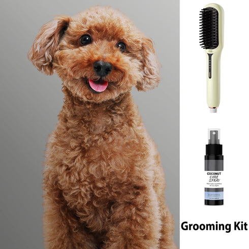 2-in-1 Electric Pet Grooming Brush with Coconut Oil Conditioner Spray, Professional Hair Styling Tool for Medium