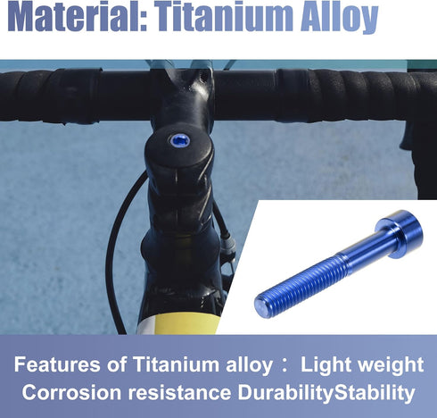 uxcell Blue Universal M6x40 Bike Stem Bolt, Bicycle Headset Stem Bolt Accessory
