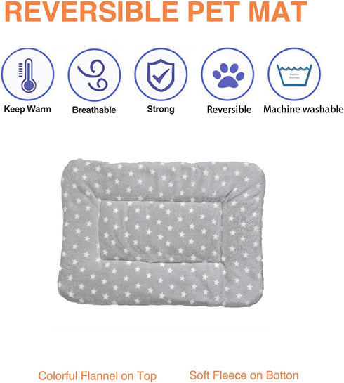 2 Pcs Pet Bed Mats, Ultra Soft Reversible Faux Lambswool Kennel Pad for Medium Small Dogs and Cats