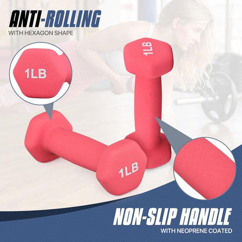 MADOG Dumbbell Set, Anti-Slip Neoprene Coated Hexagon Hand Weights for Strength Training Home Gym
