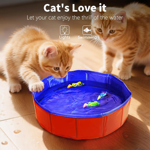 3 Swimming Swimming uniro Cat Pool Toy with Fishes - LED Fish Toys for Cats Robo Fish with Flashing Lights- Foldable