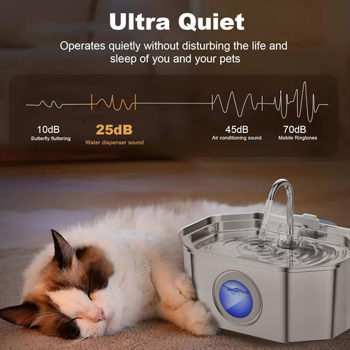 108oz/3.2L, Replacement(1 Filter&1 Cat Water Fountain Stainless Steel APAUK Automatic Pet Fountain Dog Water Dispenser