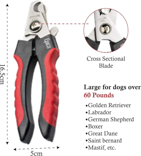 Epica Professional Dog Nail Clipper - Safe Grooming Clippers for Large Dogs, Cat Claw Trimmer with Safety Guard
