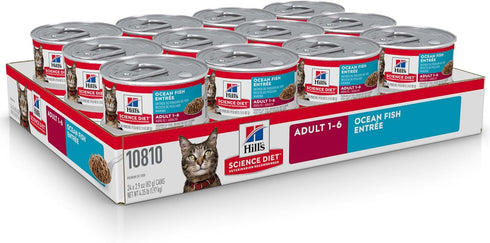 Hill's Science Diet Adult 1-6 Premium Nutrition Wet Cat Food, Ocean Fish Minced, 2.9 oz Can, Case of 24