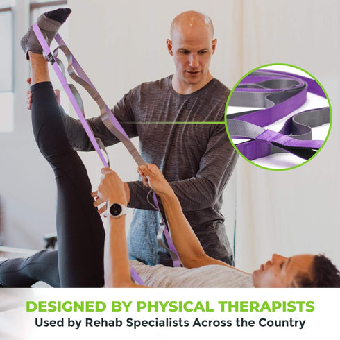 Gradient Fitness Stretching Strap for Physical Therapy, 12 Multi-Loop 1" W x 8' L, Neoprene Handles, Yoga Straps