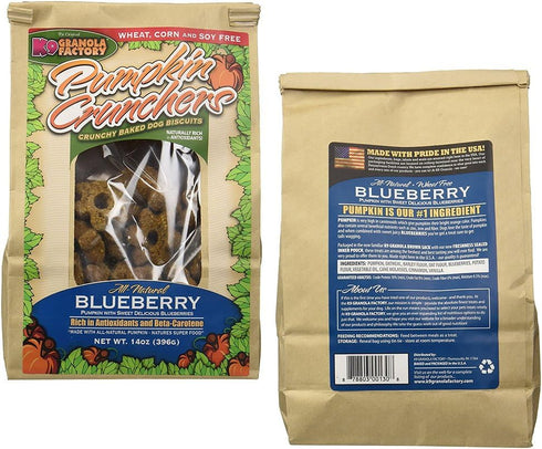K9 Granola Factory All-Natural Blueberry Pumpkin Crunchers Baked Dog Biscuits (2 Pack)