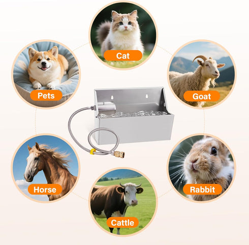 2Gal PAUQEWIE Automatic Dog Water Bowl Dispenser Auto Fill Dog Waterer Outdoor Livestock Water Trough Drinking Feeder