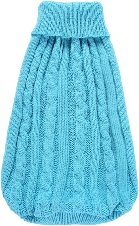 CHBORCHICEN Small Dog Sweaters, Knitted Pet Cat Warm Sweatshirt for Winter (Medium, Sky Blue)