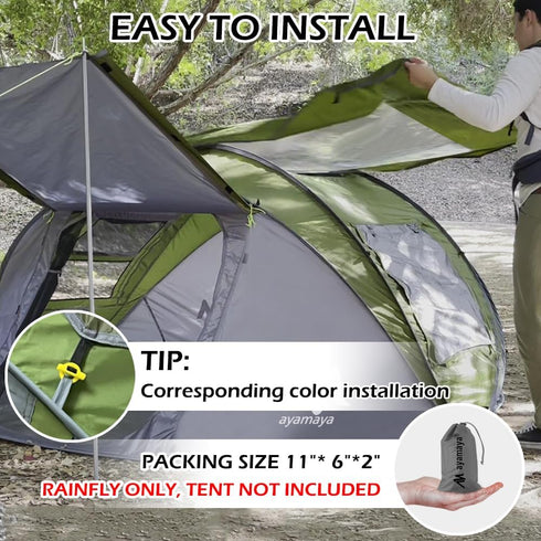 Transparent Tent Tarp Replacement for Ayamaya 4 Person Pop Up Tent, Clear Camping Rain Tarp, 3.7 * 3.4ft