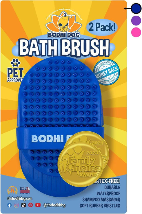 Bodhi Dog Shampoo Brush - Pet Grooming & Bath Supplies for Cats and Dogs, Two Pack, Blue
