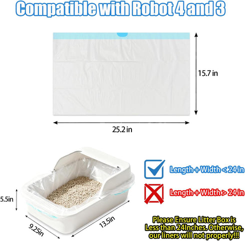 120 Pack 3/4 -25.2"x 15.7" XUEPETT Cat Litter Bags with Drawstring, Compatible with Litter-Robot Heavy Duty Cat Litter