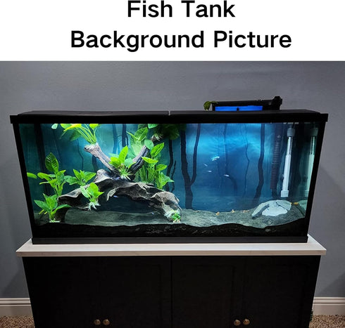 Double-Sided 3D Stone & Trees Fish Tank Background Paper | 19" x 48" Aquarium Background Picture