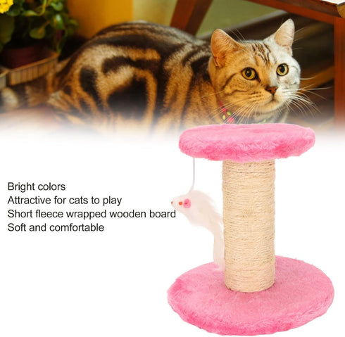 Cat Scratching Post Interactive Soft Plush Sisal Rope Cat Tree for Indoor Cats and Kittens (Pink)
