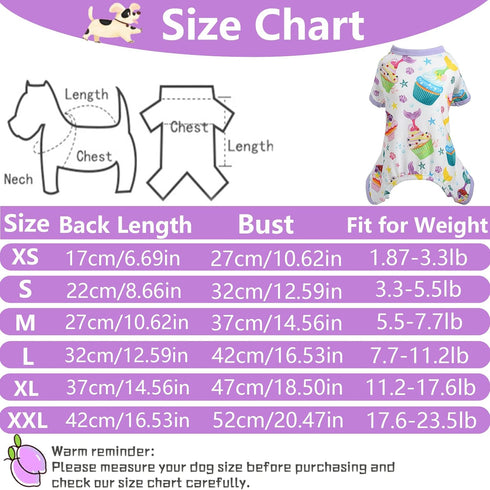 Dog Pajamas for Small Dogs - Chihuahua Pajamas, Soft Pet Pjs, Extra Small Puppy Clothes (Cake, XX-Large)