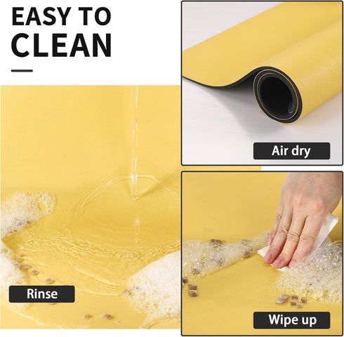 Yellow Pet Feeding Mat, 12"x 19" Absorbent Dog Mat for Food and Water, Easy to Clean for Messy Drinkers