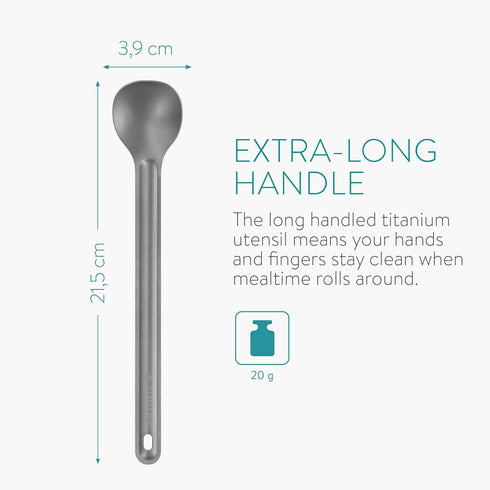 Navaris Long Handle Titanium Spork and Spoon - 8.4" Metal Cutlery Set for Backpacking and Camping, Strong Lightweight