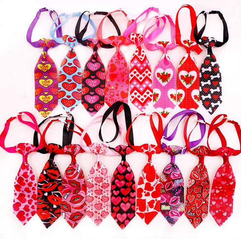 18pcs Valentines Day Dog Neck Ties, Adjustable Pink Red Small Dog Collar Ties for Holiday Grooming Accessories