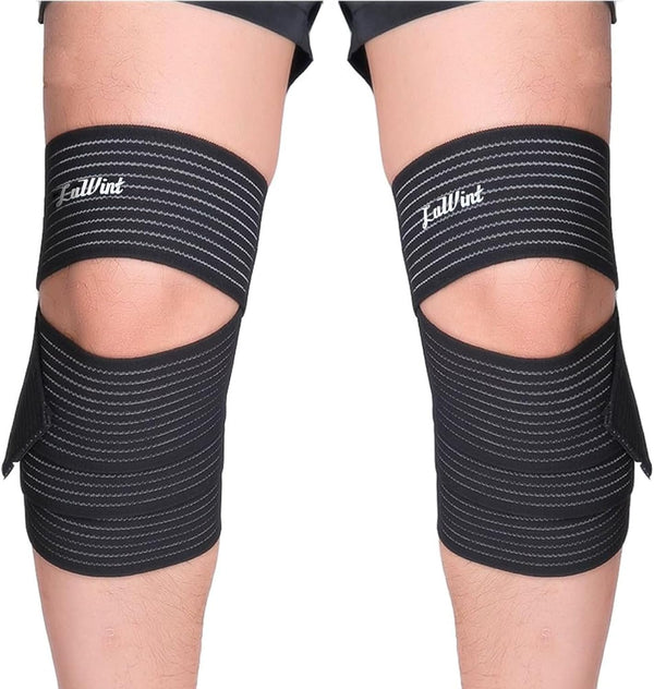 Luwint 2 Pack Elastic Compression Bandage, Ankle Wrist Knee Calf Thigh Wraps for Sports Gym Workout