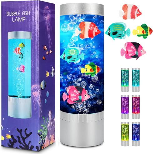 Bubble Fish Lamp, Sensory Bubble Tube Lamp, Artificial Fish Tank with Moving