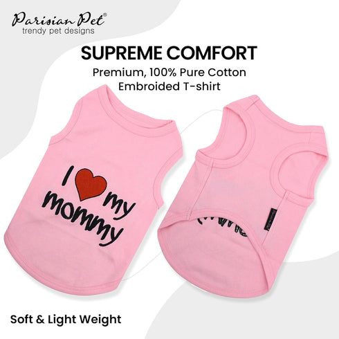 Parisian Pet I Love Mommy Dog T-Shirt, M, Pink