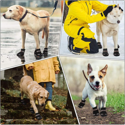 Waterproof Dog Shoes for Large Medium Dogs - Winter Snow Booties with Adjustable Straps, Rugged Anti-Slip Sole