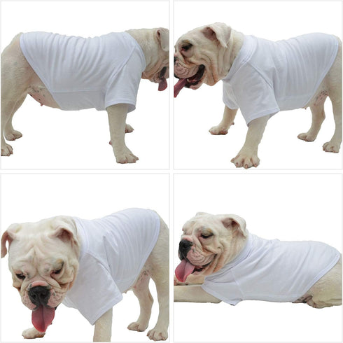 Lovelonglong Pet Clothing Basic Blank T-Shirt Tee for Small Dogs - White, Size L