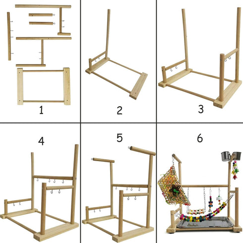 kathson Parrot Playstand Bird Playground Conures Play Stand Wood Perch Gym Playpen Ladder Parakeets Cage Accessories