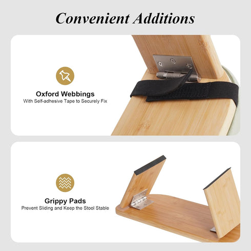 YUASDUU Folding Meditation Bench, Bamboo Kneeling Stool Squat Chair Prayer Kneeler Seiza Chair with Soft Pillow