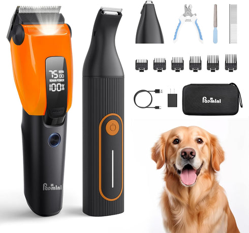 Dog Grooming Kit for Heavy Thick Hair & Coats, 3 in 1 Rechargeable Cordless Pet Shaver with Storage Box, Quiet Trimmer