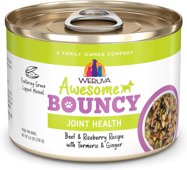 Weruva Awesome Bouncy Wet Dog Food, Beef & Brown Rice, 6oz Can
