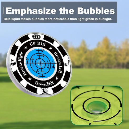2 Pack Golf Green Reader, Ball Marker for Putting Green with High Precision Horizontal Bubble, Golf Accessories Putt