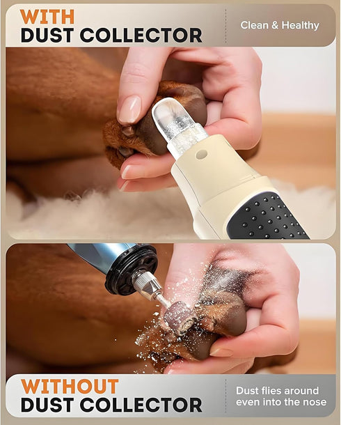 7-Speed Trimmer Dog Nail Grinder with Dust Collector, Powerful Nail for Dogs, Cats & Large Pets, Features LED Light