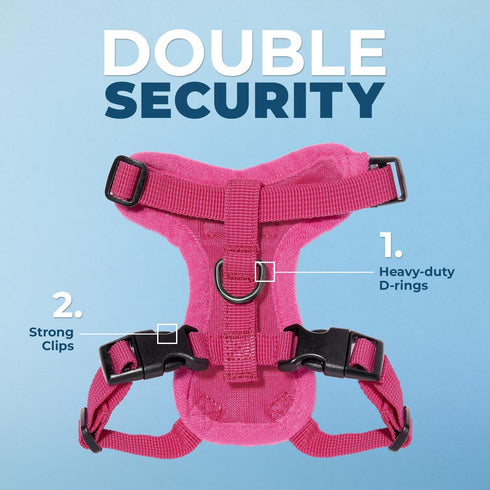 Voyager Step-in Lock Adjustable Cat Harness with Leash Combo Set - Best Pet Supplies, Fuchsia, XXS