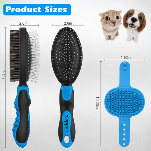 2PCS Dog Brush Set - Double Sided Dog Hair Brush for Shedding & Bathing, Premium Pet Supplies for Short/Long Haired Dogs