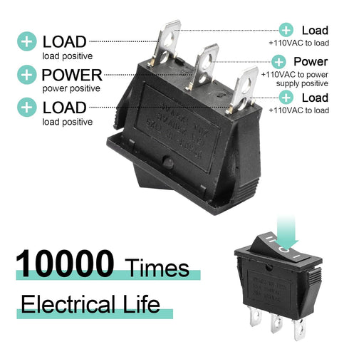 QTEATAK 5Pcs SPDT Toggle Rocker Switch, 3 Position ON/Off/ON, AC 15A/250V for Car Boat