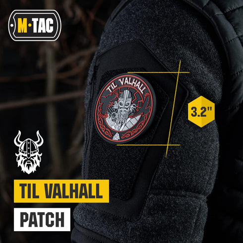 M-Tac Morale Patches Nordic Invasion, PVC 3D Military Tactical Patch, Til Valhall, Red